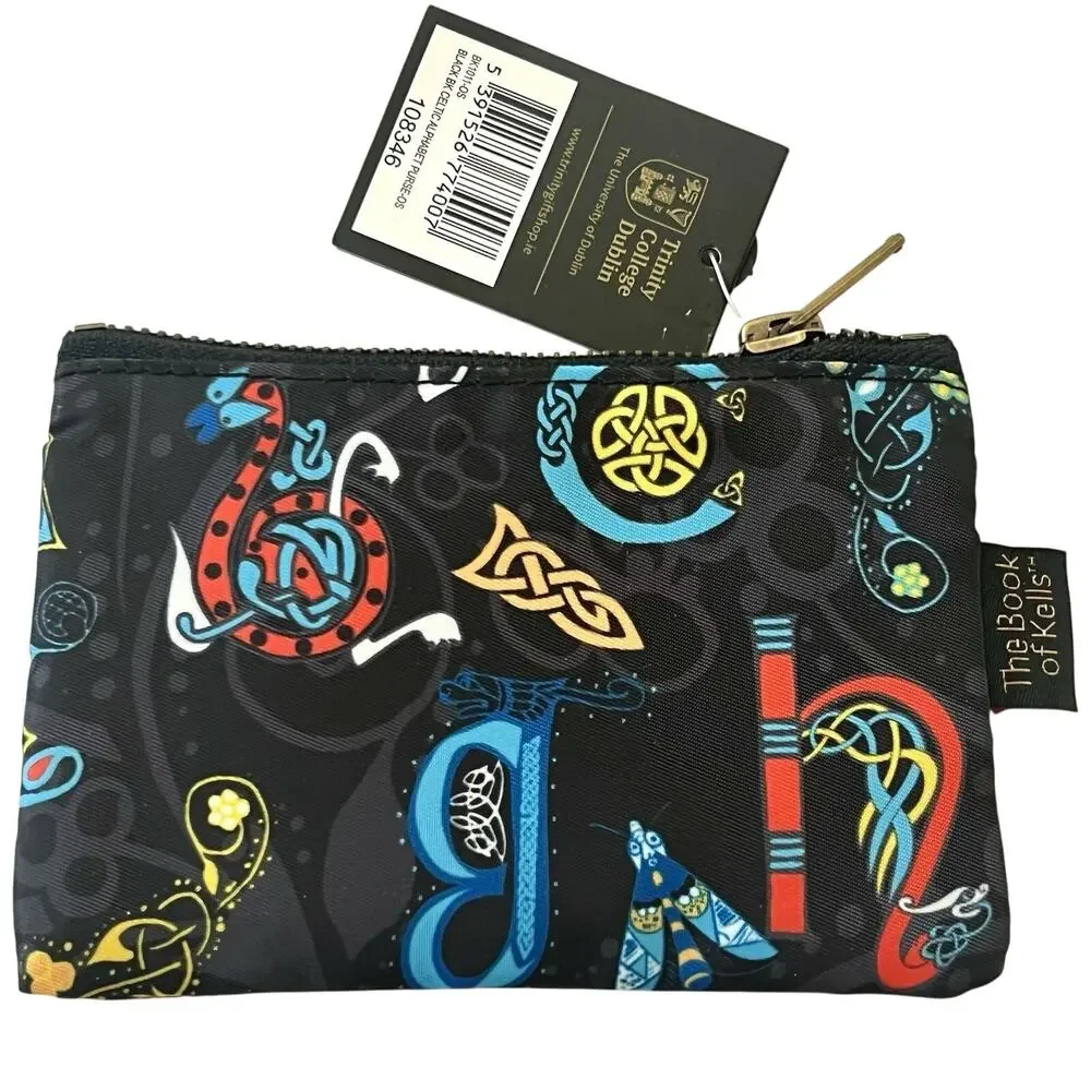 Trinity College Dublin The Book of Kells Zip Pouch NWT Celtic Print Ireland